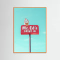 Orange Wood Mr. Ed's Drive In Vintage Sign in Urbana, Missouri, USA Poster