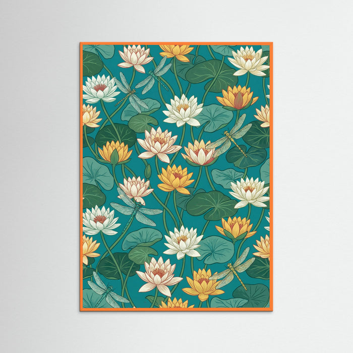 Orange Wood Orchard Pattern Blue