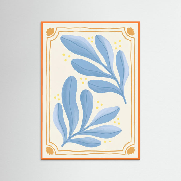 Orange Wood Organic Blue Blooms