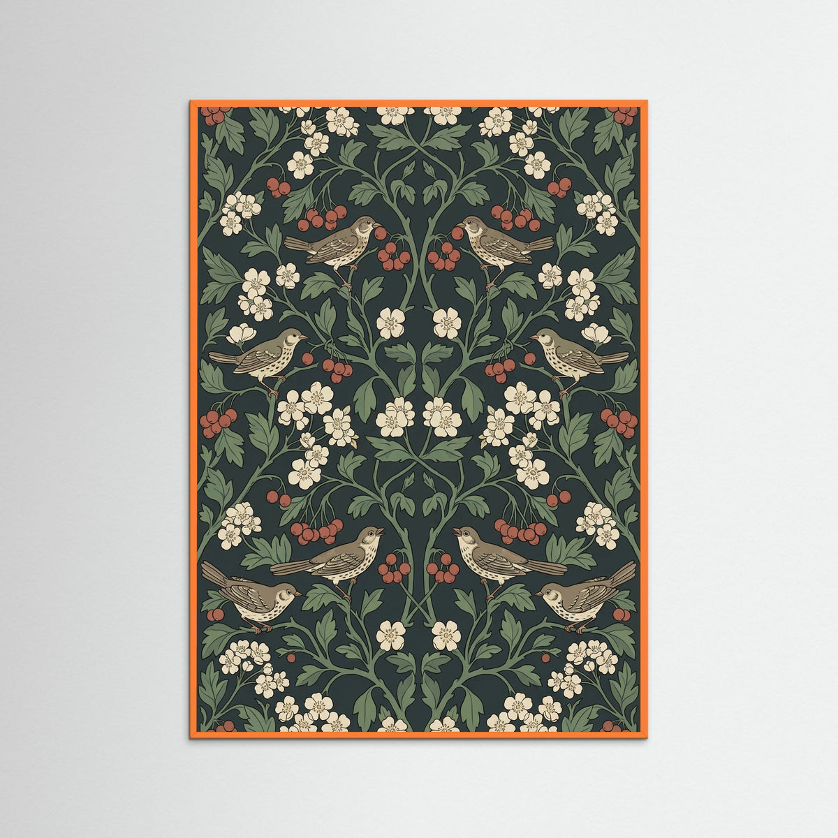 Orange Wood Ornate Botanical Tapestry
