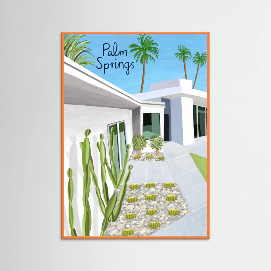 Orange Wood Palm Springs Modern Architecture by Artist Carla Daly Poster