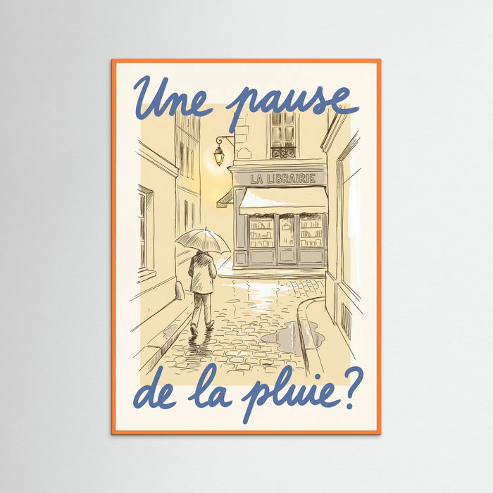 Orange Wood Parisian Rainy Invitation