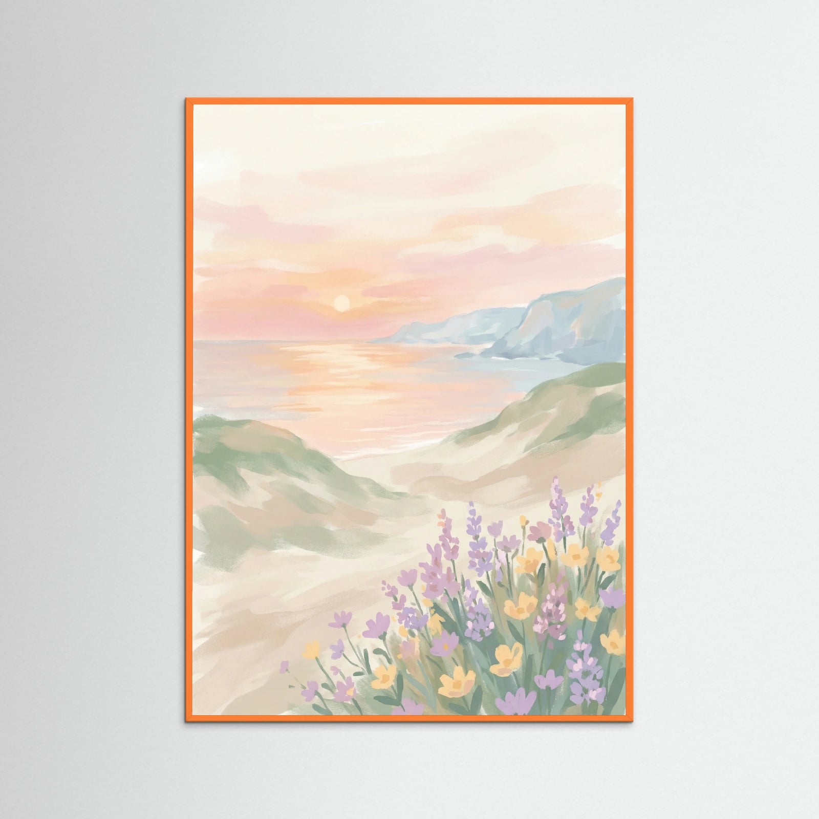 Orange Wood Pastel Mountain Serenity