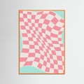 Orange Wood Pink Checker Cloth Poster