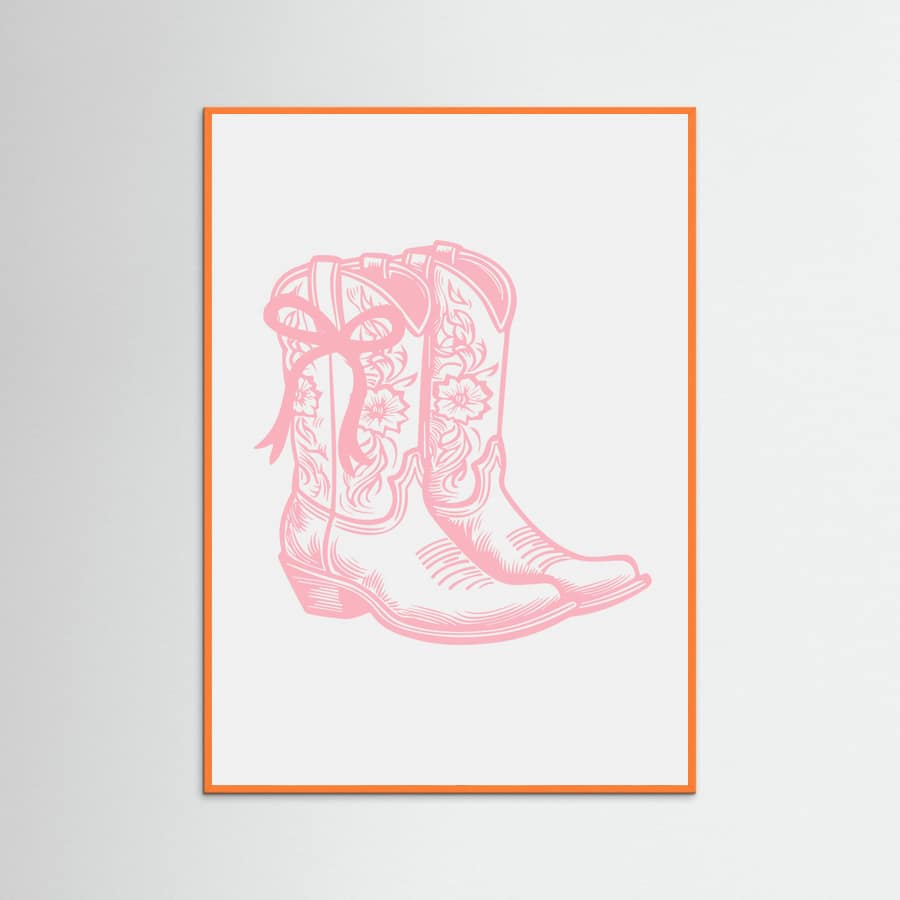 Pink Cowgirl Boots with Bow Poster – plakat og kunsttryk