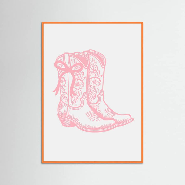 Pink Cowgirl Boots with Bow Poster – plakat og kunsttryk