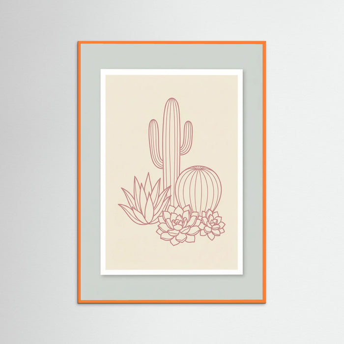 Orange Wood Pink Palm Silhouettes