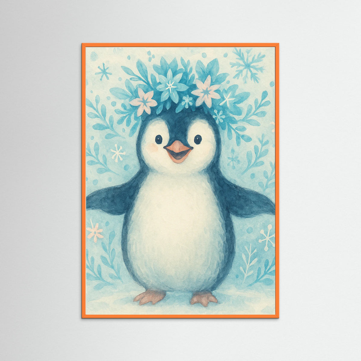 Orange Wood Playful Penguin