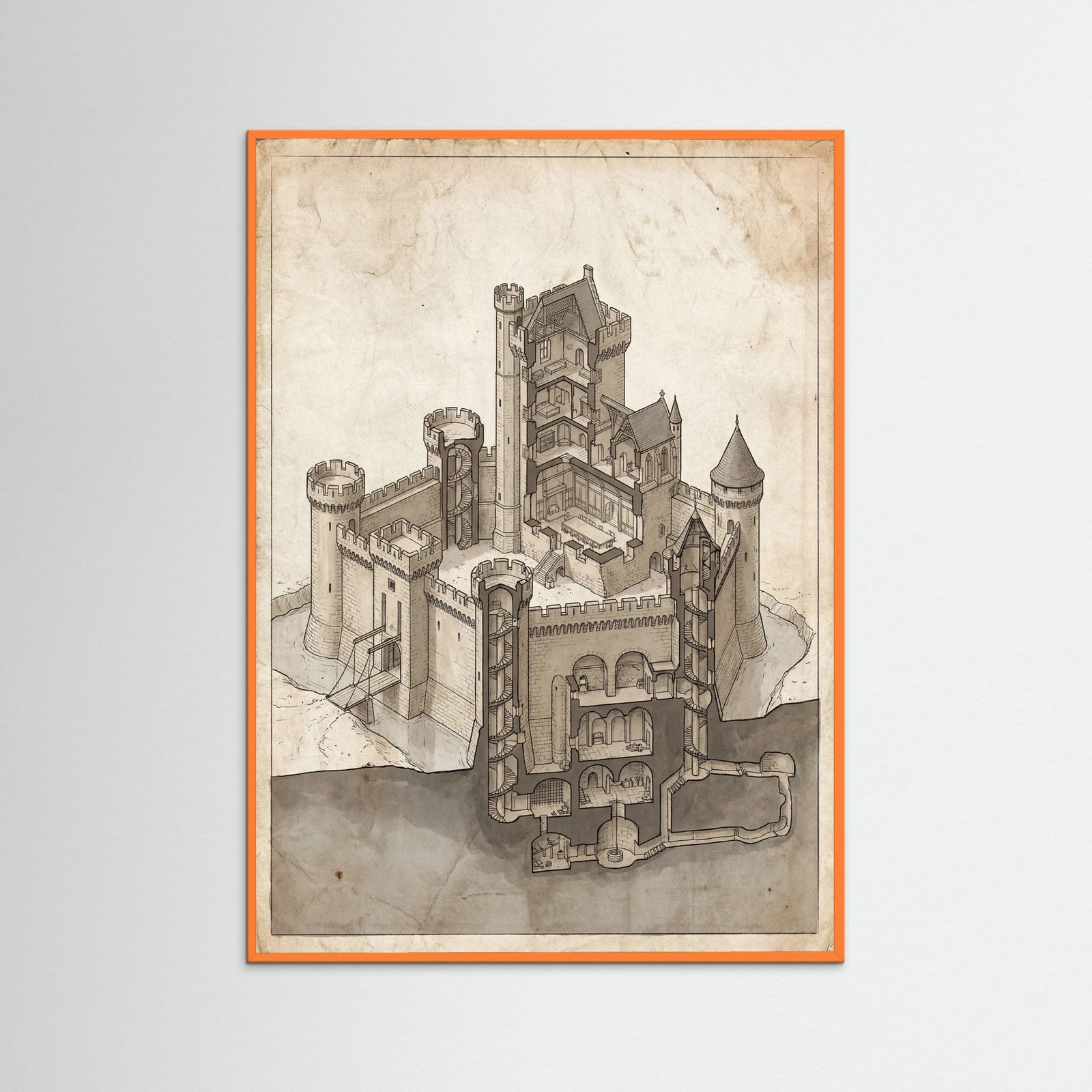 Orange Wood Pyramid Interior Blueprint
