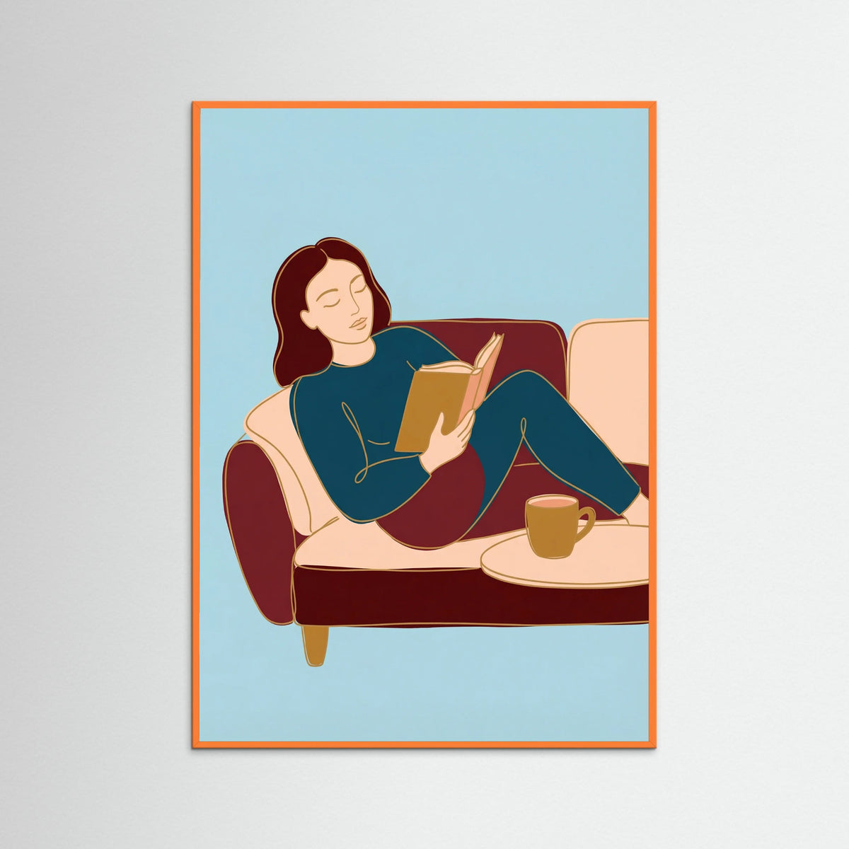 Orange Wood Quiet Contemplation Blue