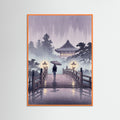 Orange Wood Rainy Night Bridge