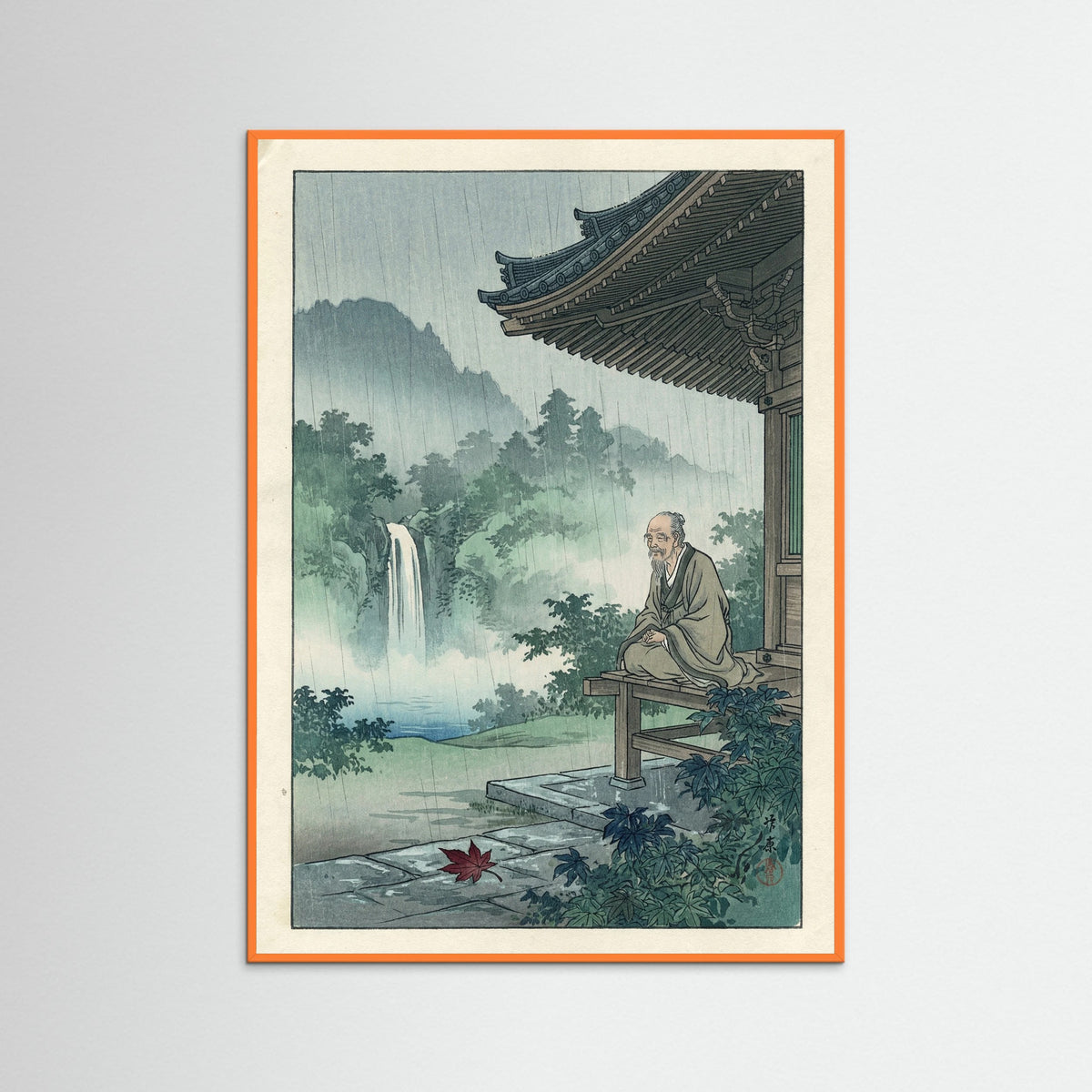 Orange Wood Rainy Promenade