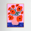 Orange Wood Red Poppies and Ladybirds Floral Illustration Poster