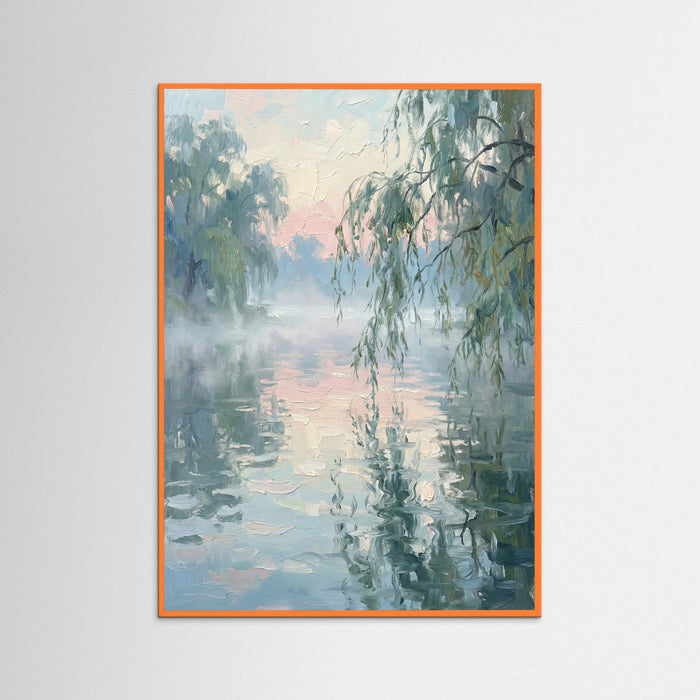 Orange Wood Reflected Serenity Pond