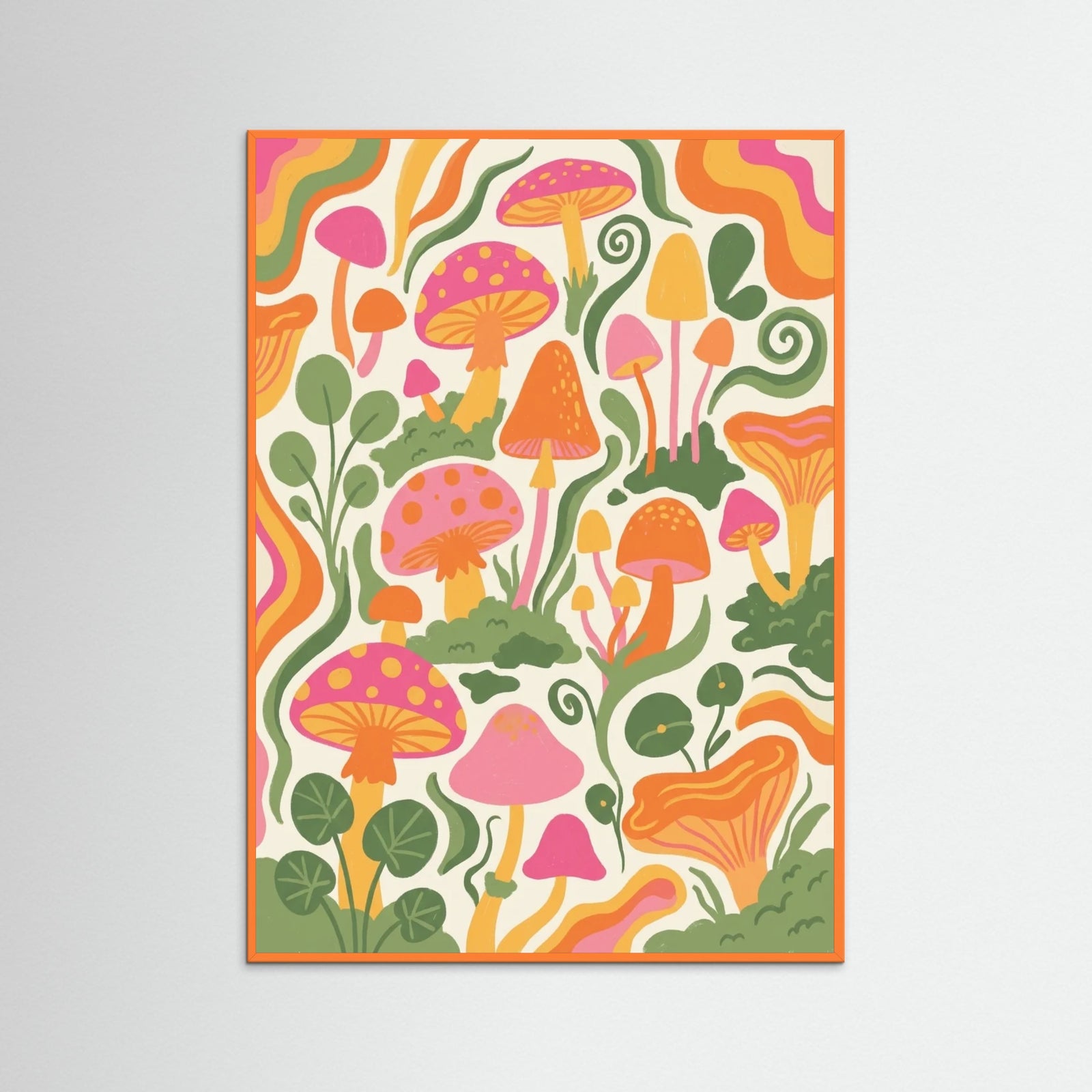 Orange Wood Retro Bloom Pattern