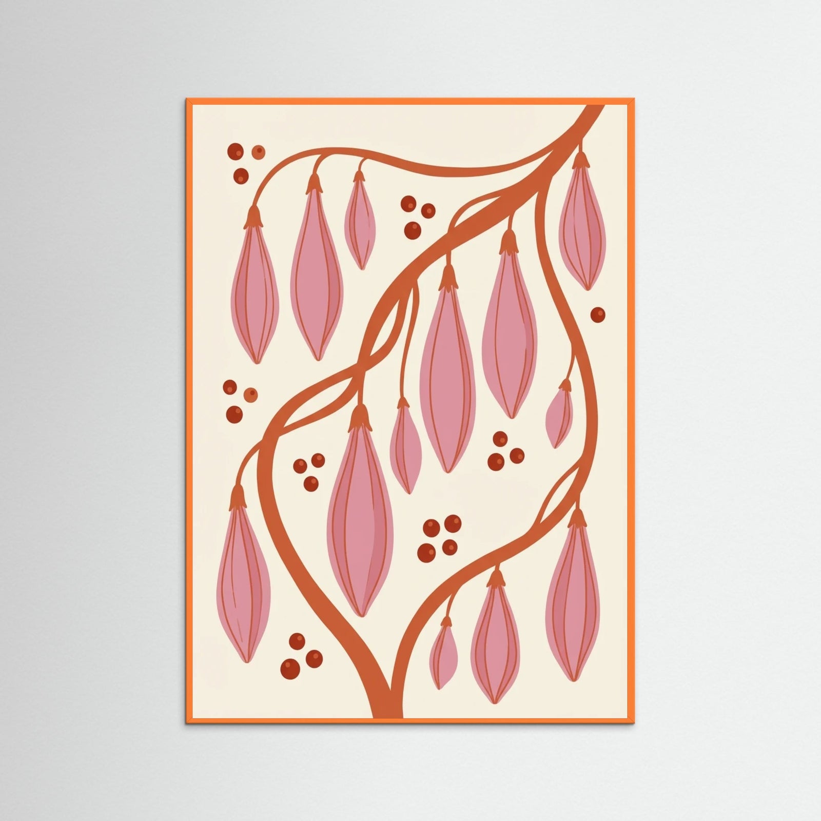 Orange Wood Retro Blooms