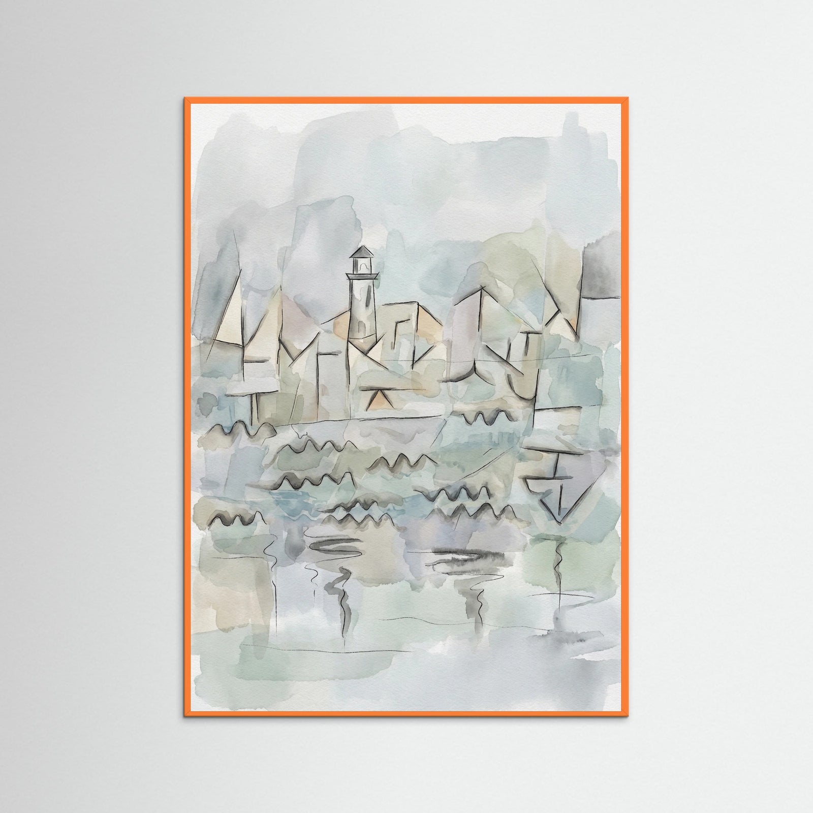 Orange Wood Rhine Waterscape