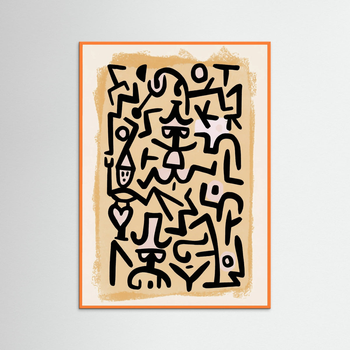 Orange Wood Rhythmic Abstract Figures