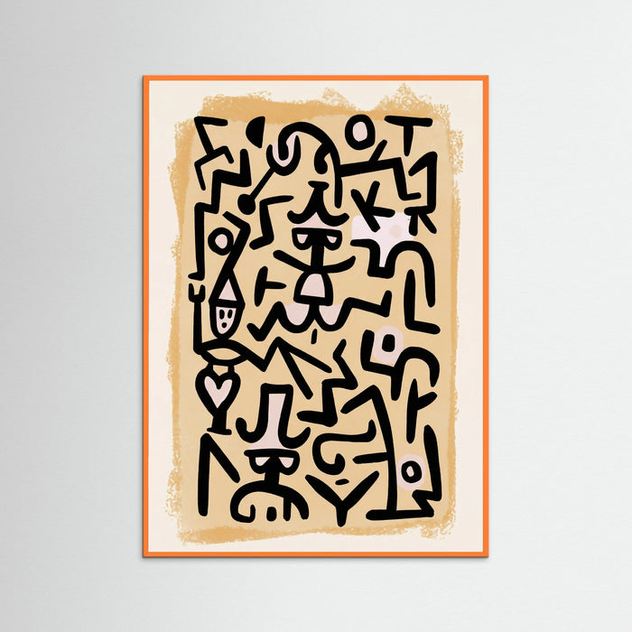 Orange Wood Rhythmic Abstract Figures
