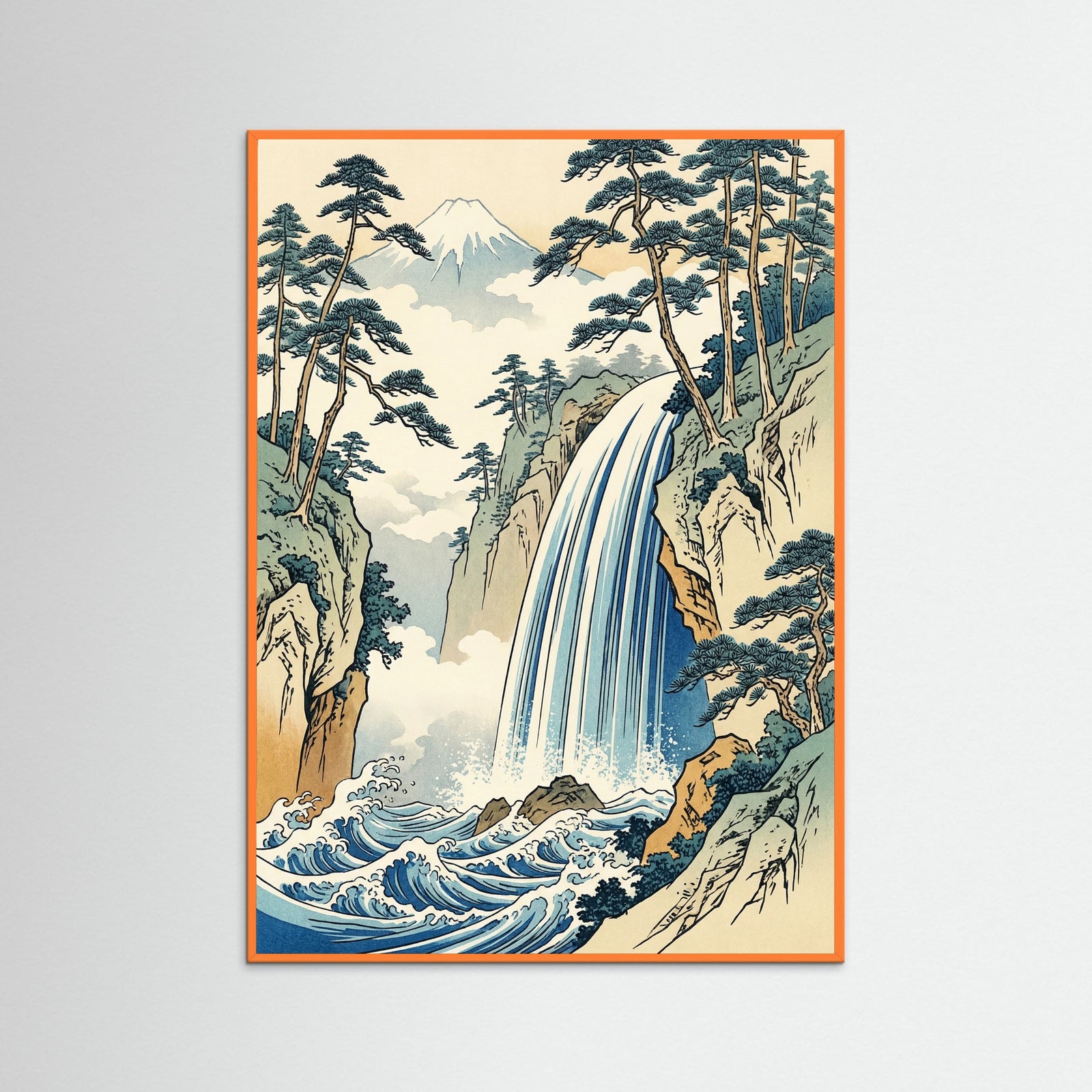 Orange Wood Roaring Waves Fuji