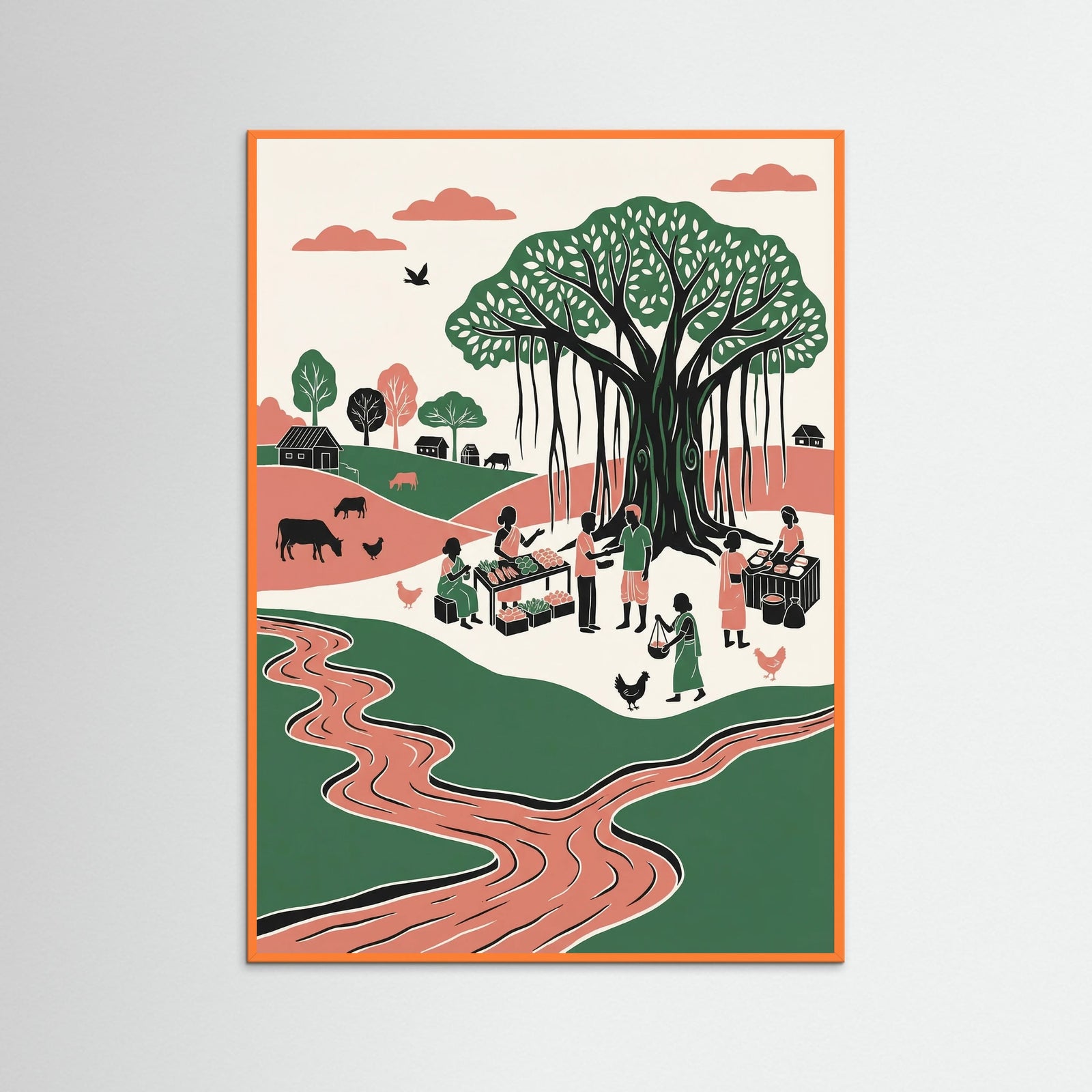 Orange Wood Rural Harmony