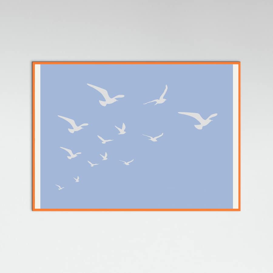 Seagulls Blue Background Poster – plakat og kunsttryk