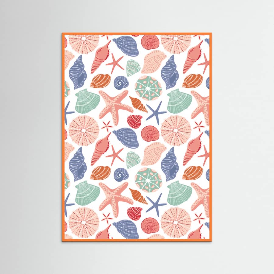 Seashells and Starfish - White Poster – poster and art print