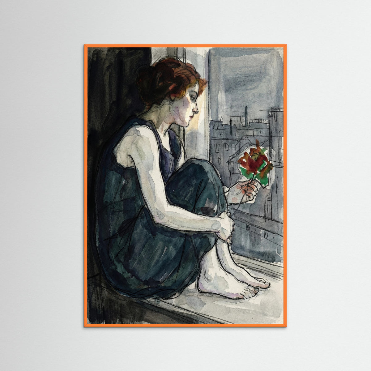 Orange Wood Seated Introspection