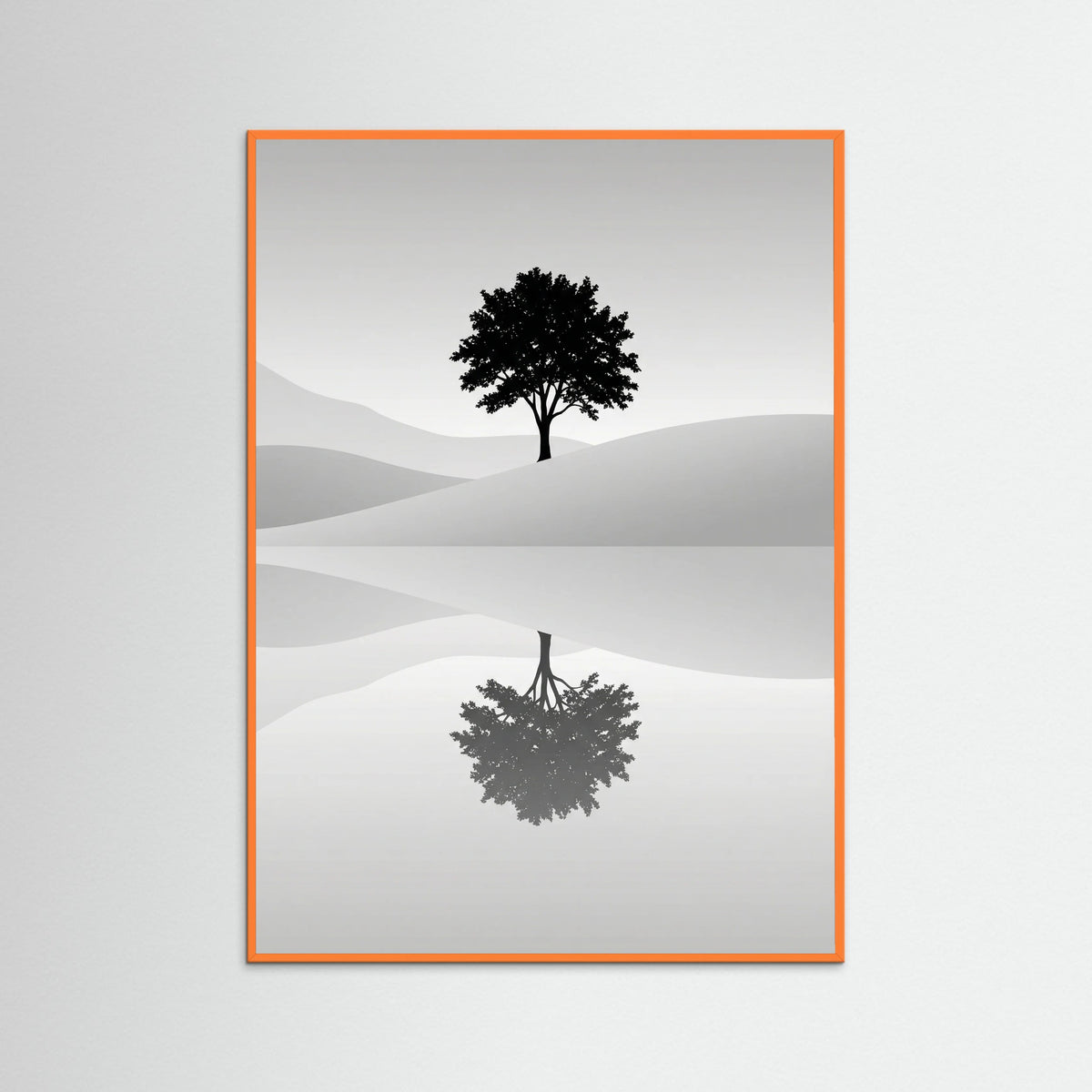 Orange Wood Serene Reflection