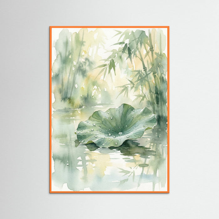 Orange Wood Serene Water Lilies