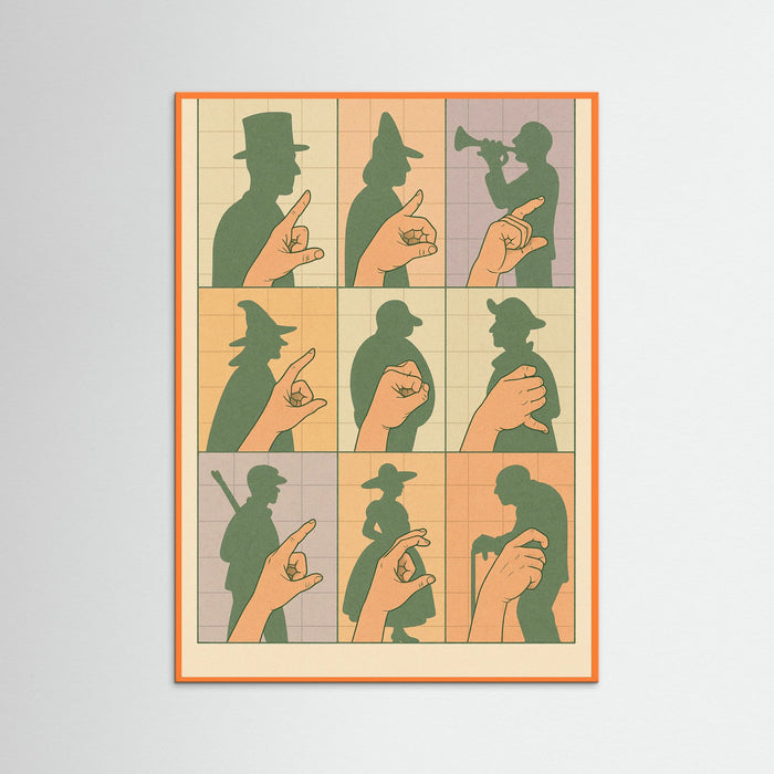 Orange Wood Shadow Puppets