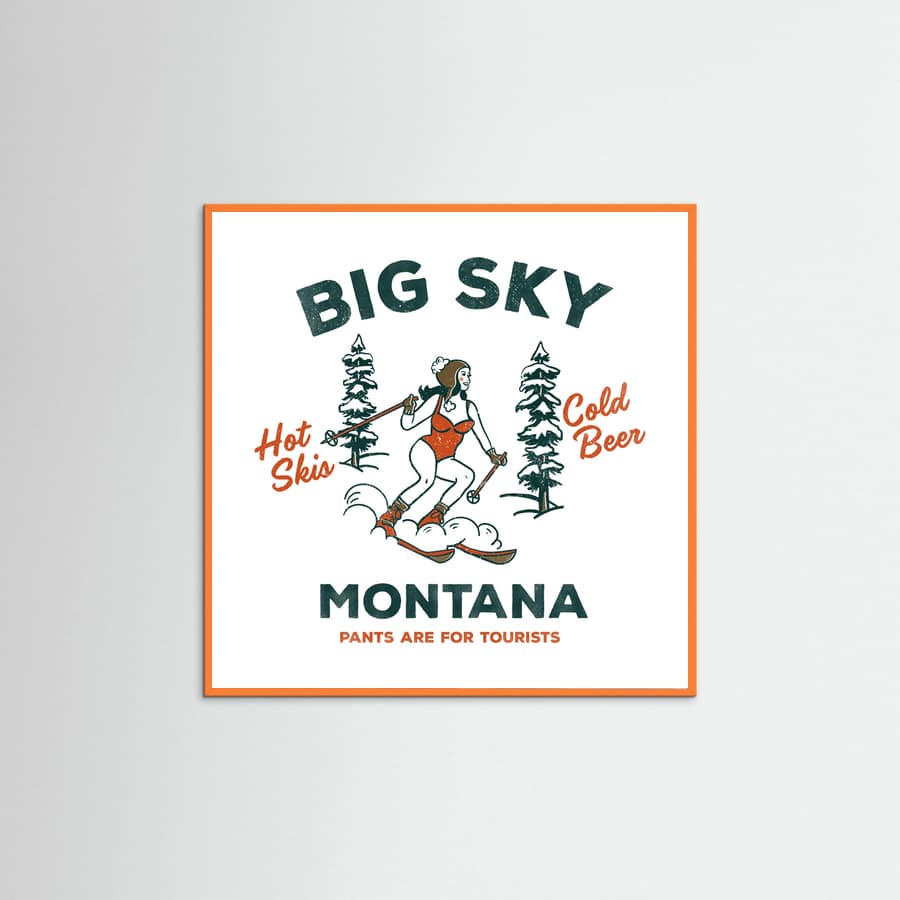 Orange Wood Ski Big Sky Montana: Pants Are For Tourists Poster