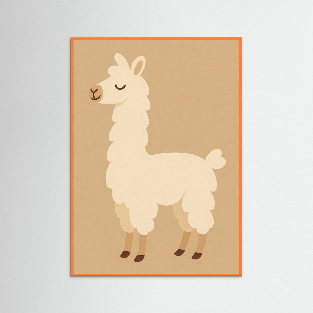 Orange Wood Sleeping Llama