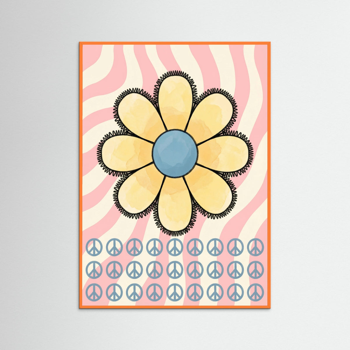 Orange Wood Smiling Checkerboard