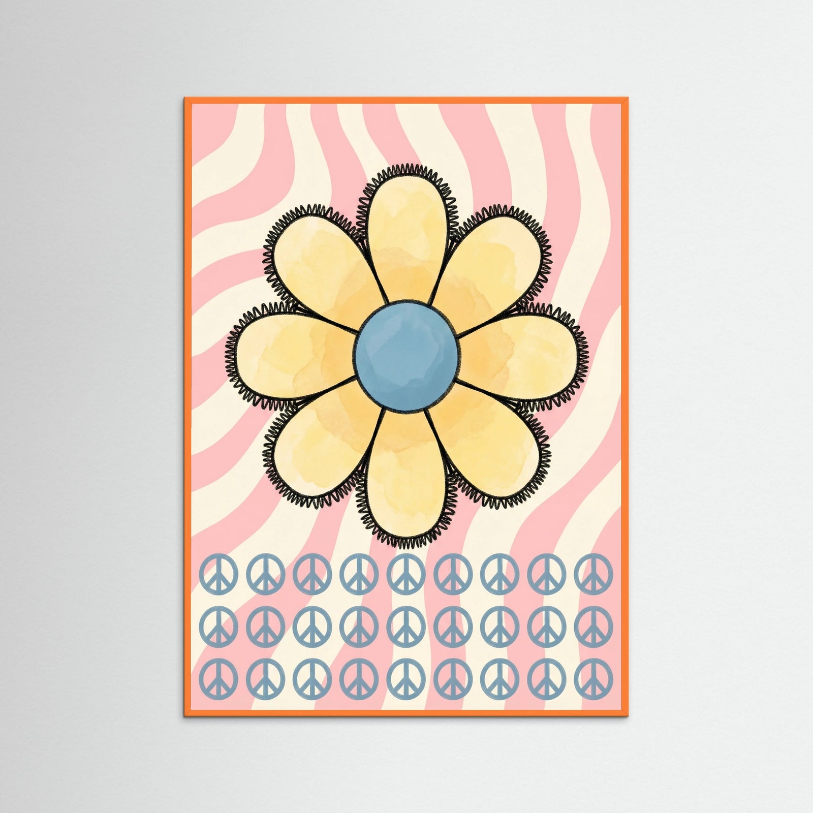 Orange Wood Smiling Checkerboard