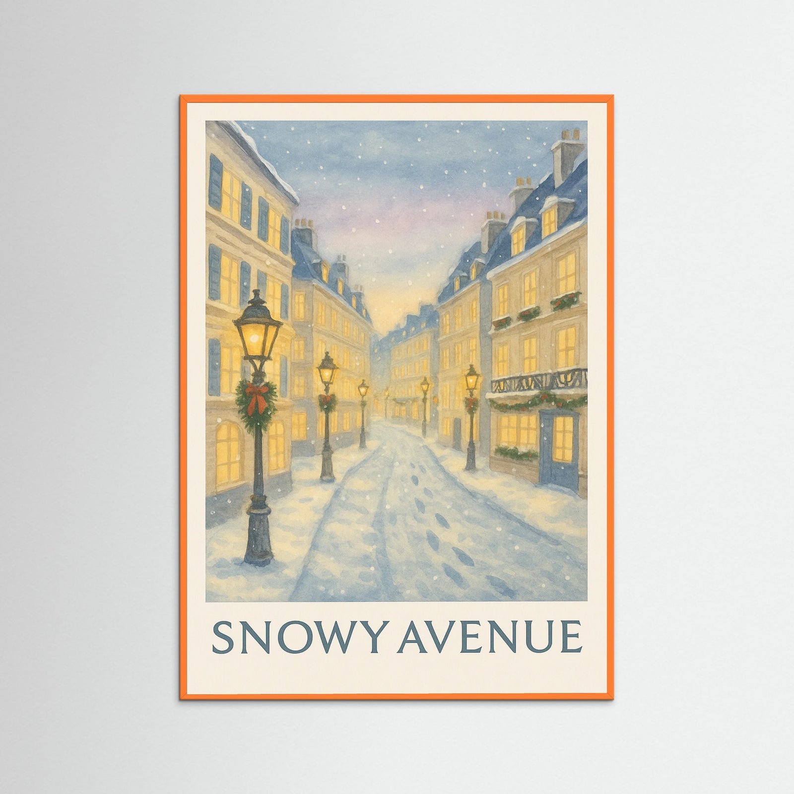 Orange Wood Snowy Avenue