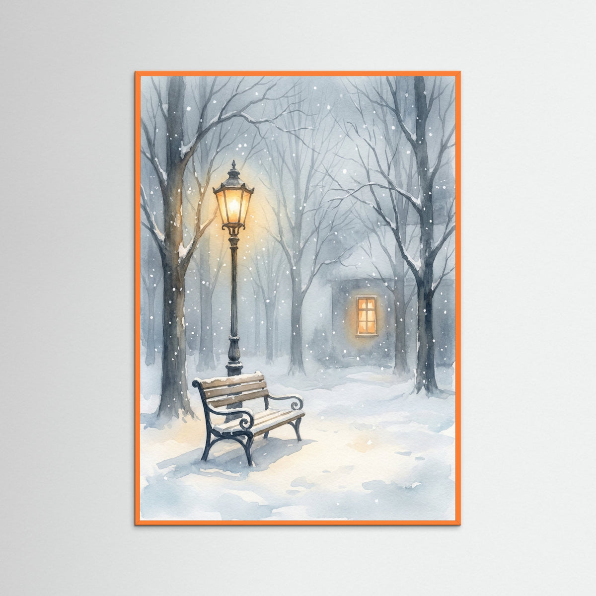 Orange Wood Snowy Serenity