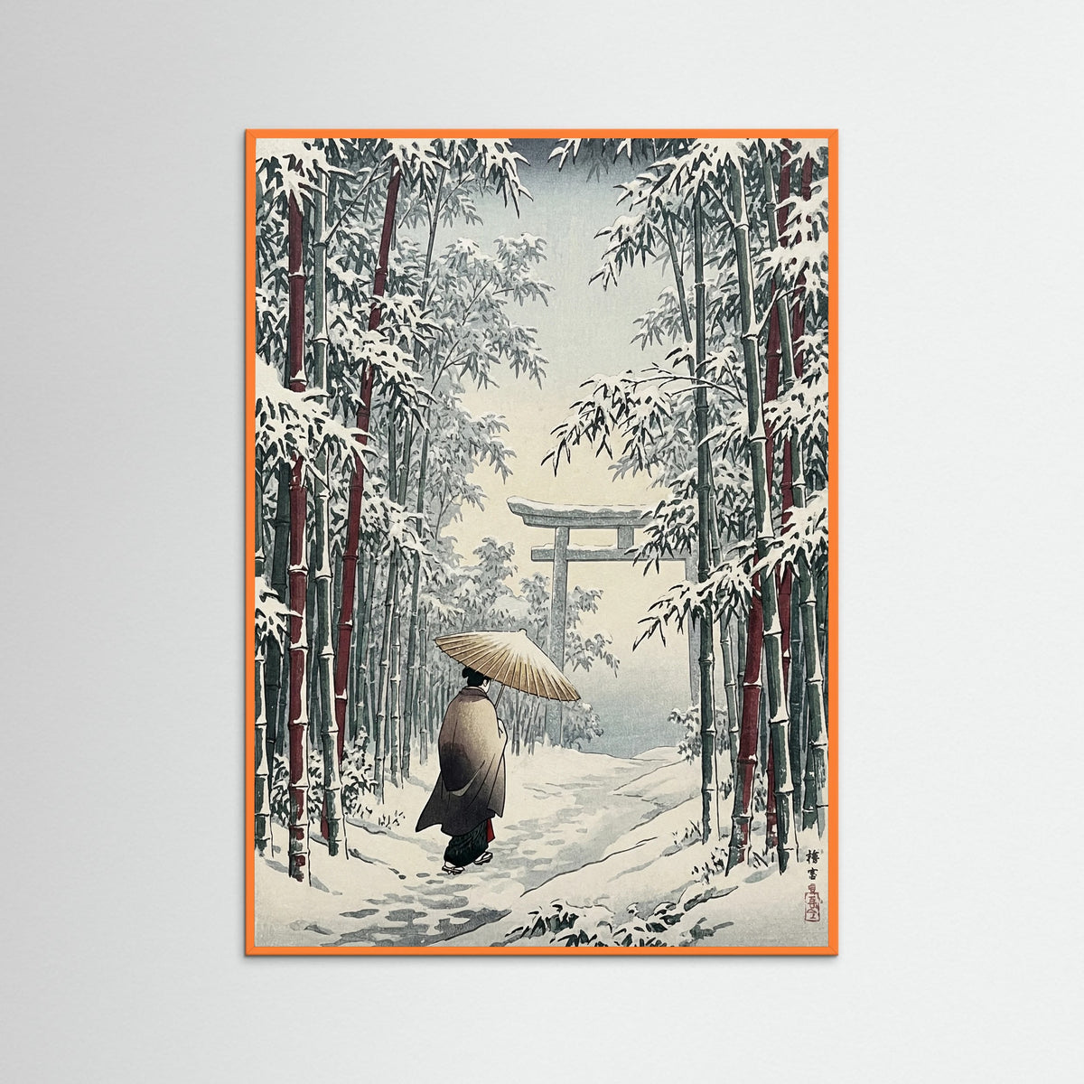 Orange Wood Snowy Temple Path
