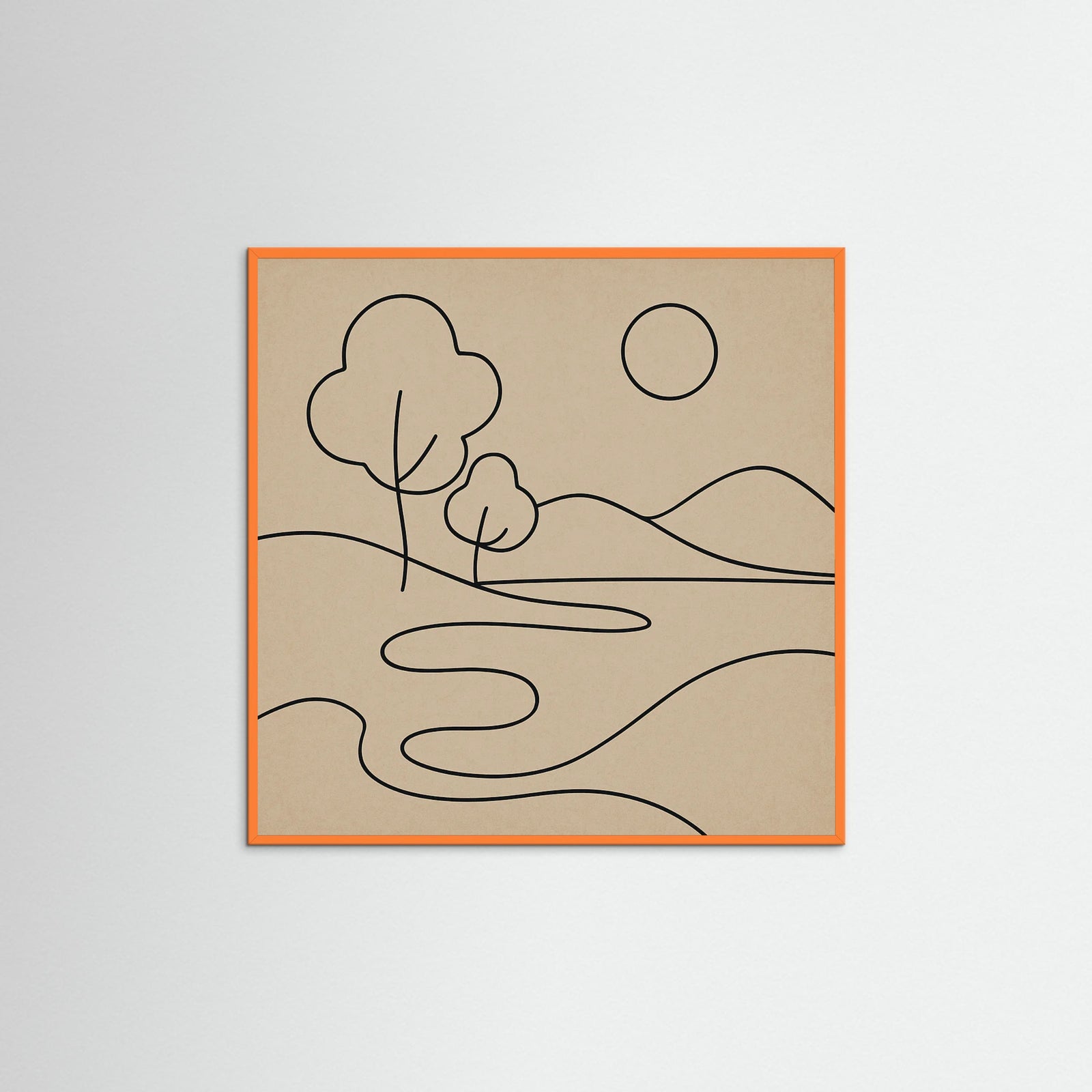 Orange Wood Square Abstract Embrace