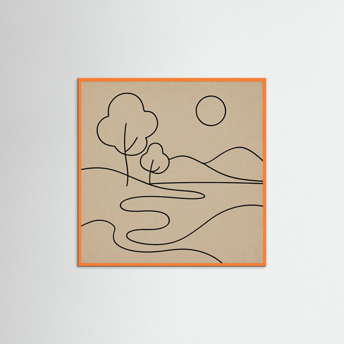 Orange Wood Square Abstract Embrace