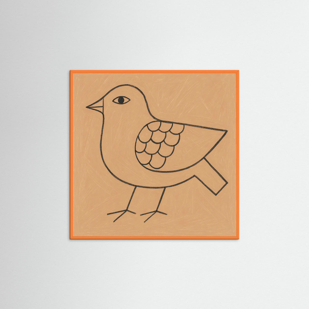 Orange Wood Square Abstract Face