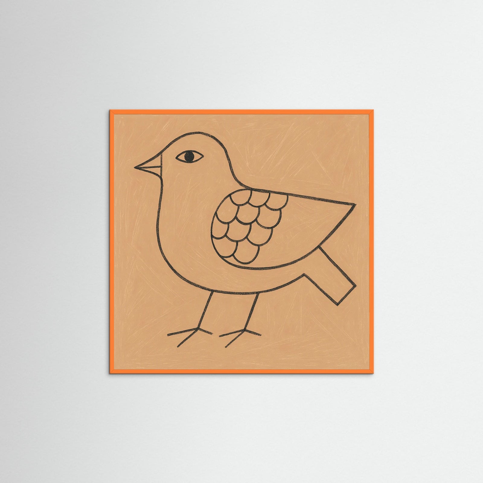 Orange Wood Square Abstract Face