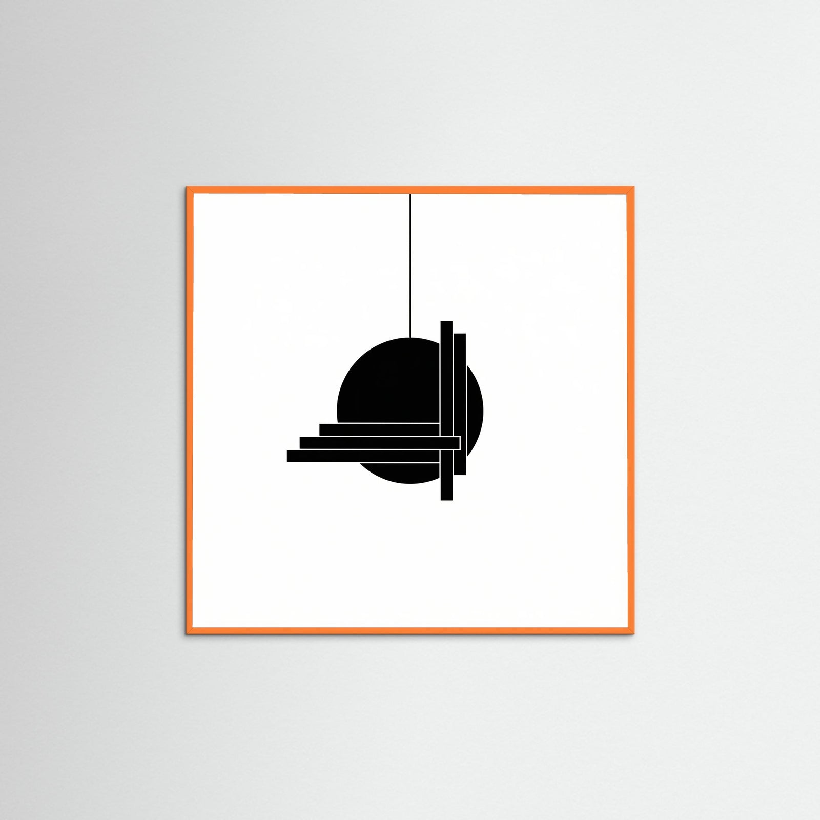 Orange Wood Square Art Print Beige