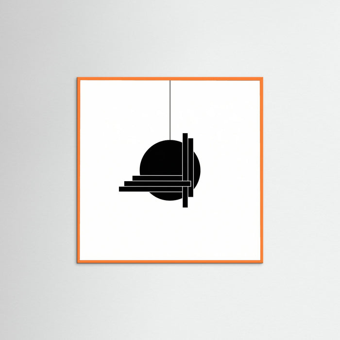 Orange Wood Square Art Print Beige
