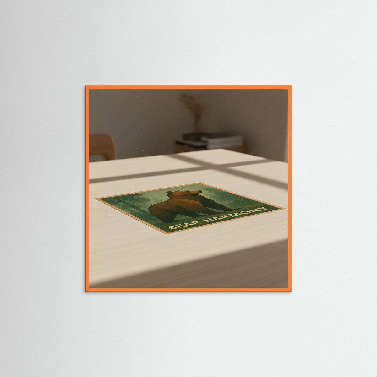 Orange Wood Square Bear Harmony