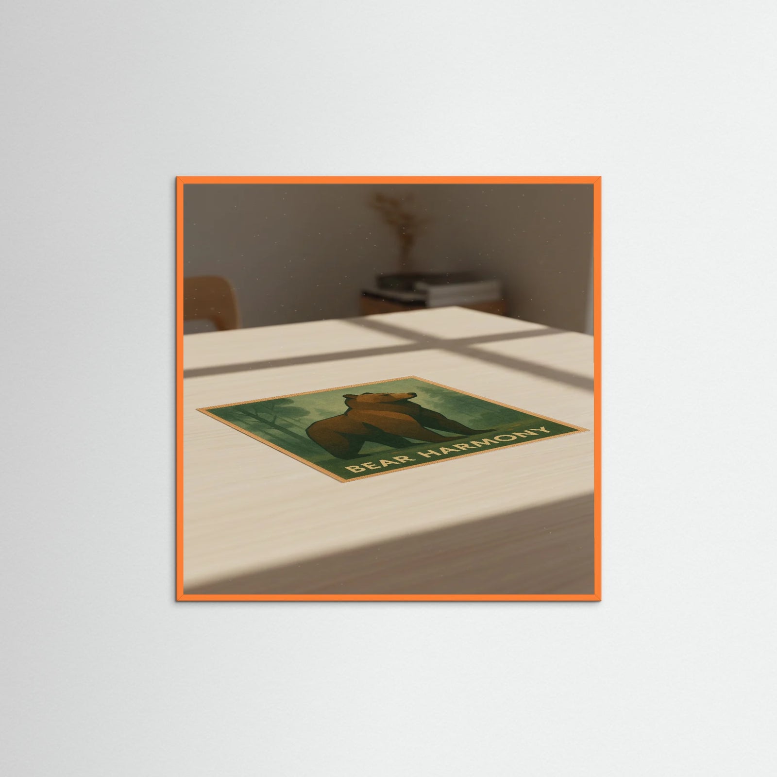 Orange Wood Square Bear Harmony