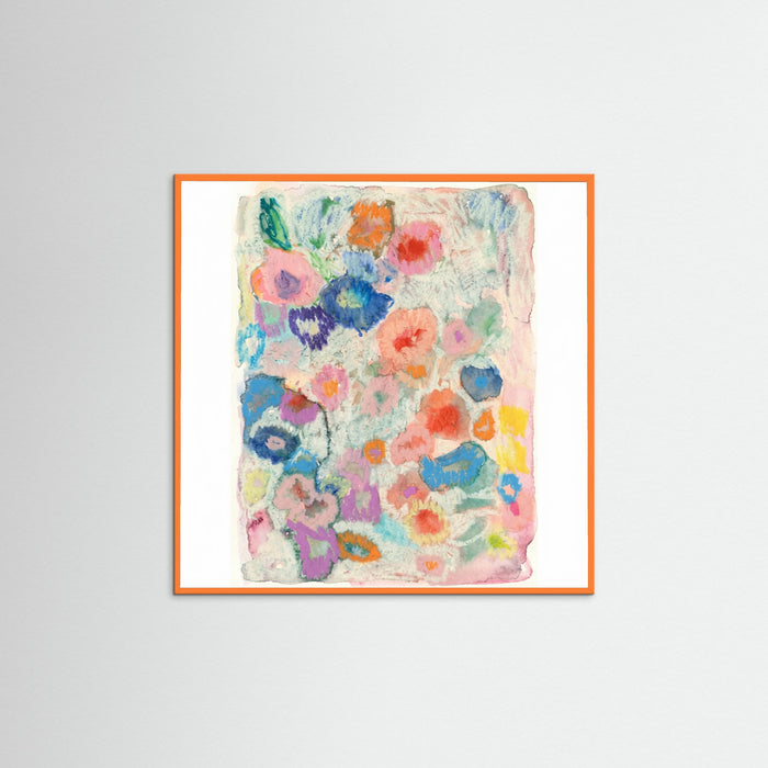 Orange Wood Square Blossom Abstract