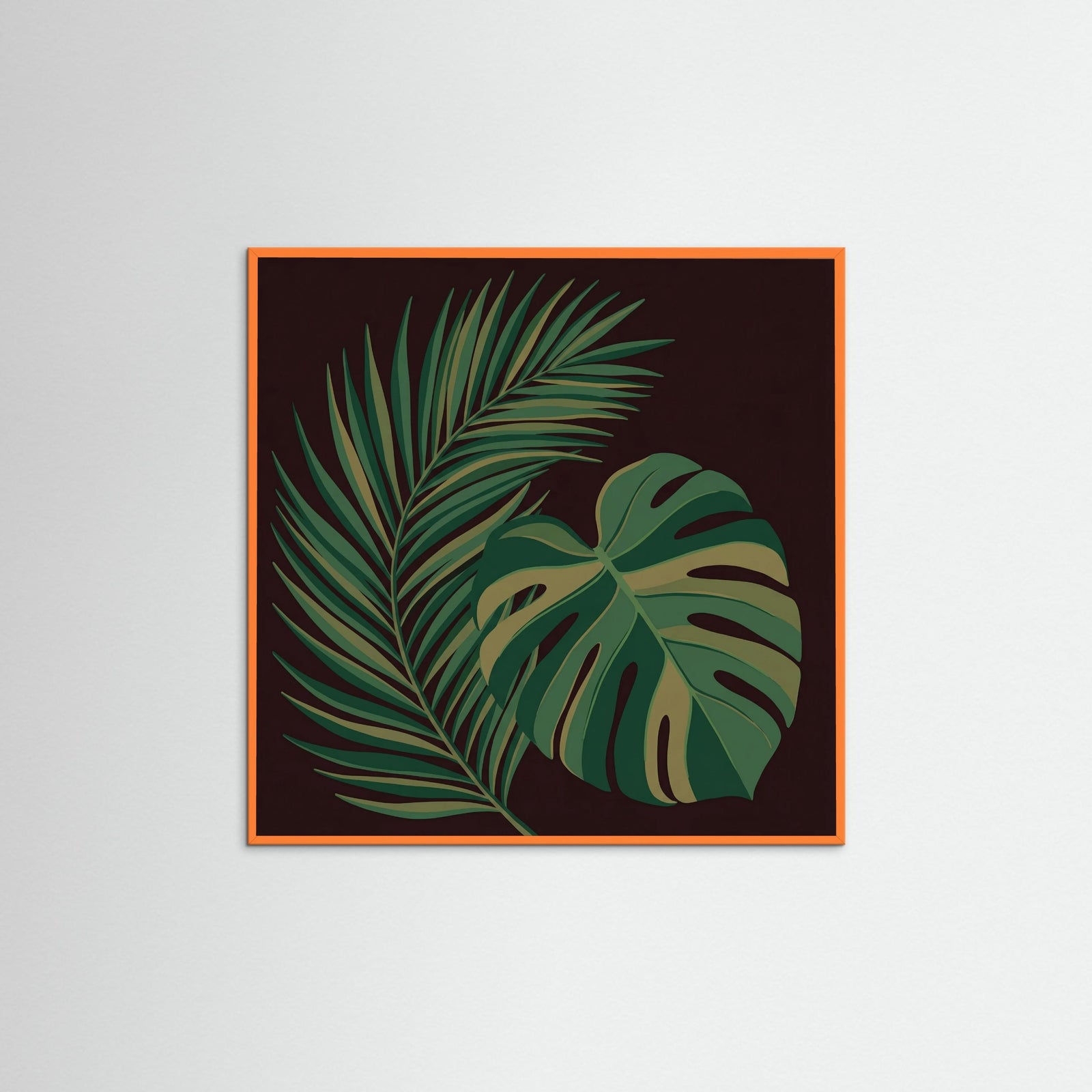 Orange Wood Square Botanical Silhouette Vase