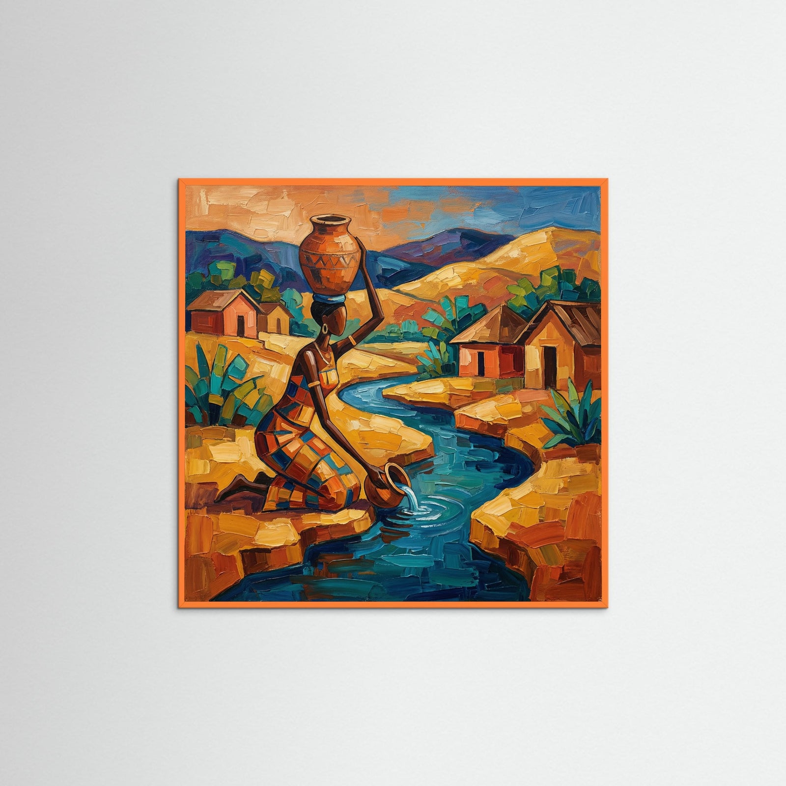 Orange Wood Square Coastal Companions