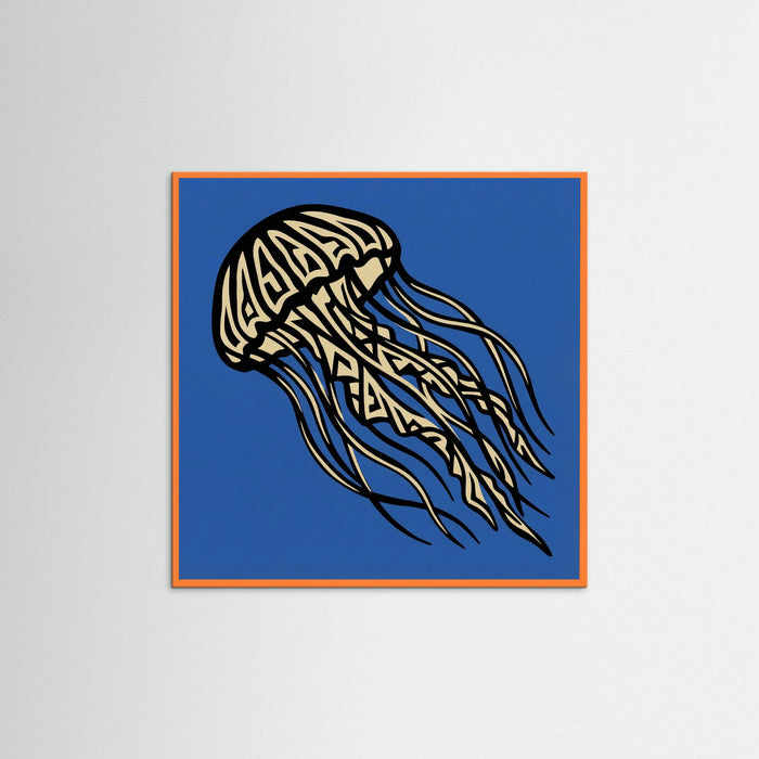 Orange Wood Square Coastal Crustacean